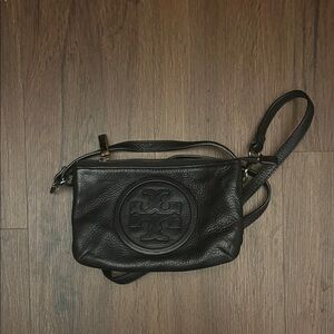 Tory Burch Black Pebbled Leather Crossbody Bag